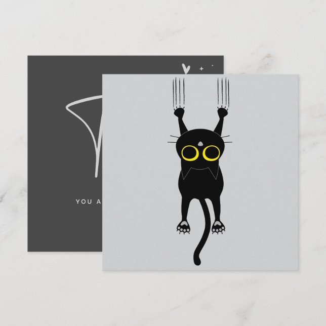 MERCI ! - Carte d'anniversaire drôle pour chat (Devant / Derrière)