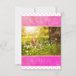 Merci Carte d'anniversaire Girly Pink Stars Photo