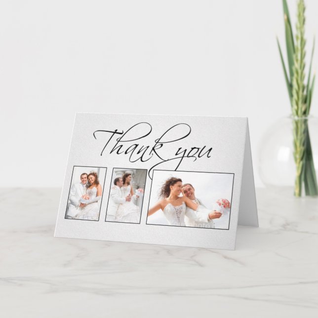 merci carte de mariage photos blanches (Devant)