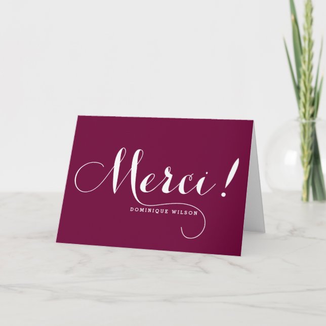 Merci | Carte de remerciements de calligraphie lun (Devant)