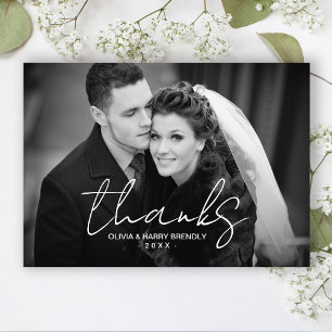Merci Carte de remerciements Mariage de script let