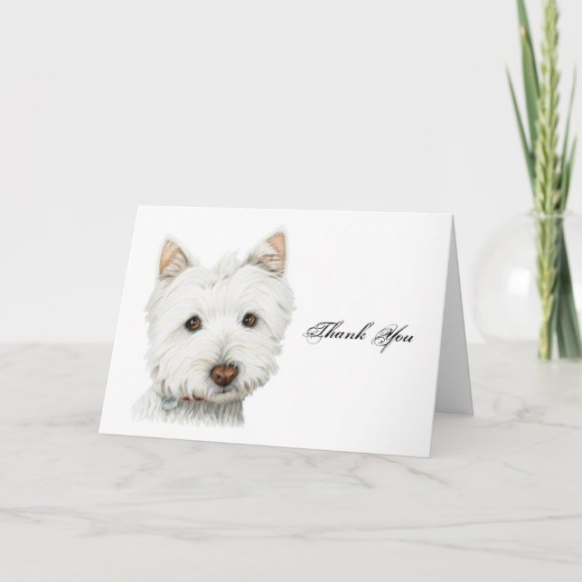 Merci, carte de voeux mignonne de chien de Westie (Devant)
