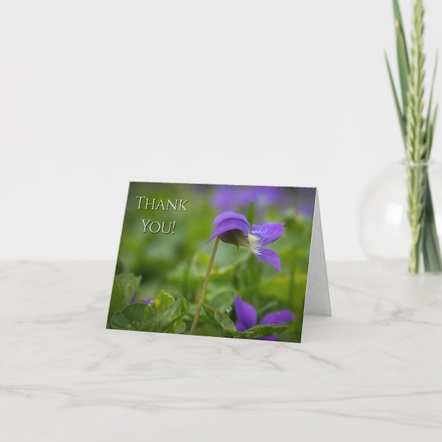 “Merci !” Carte de vœux pliée avec note de violett (Devant)