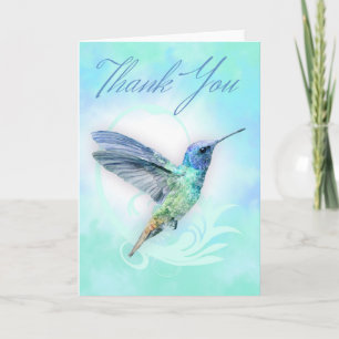 Merci - Carte d'impression de colibri d'aquarelle