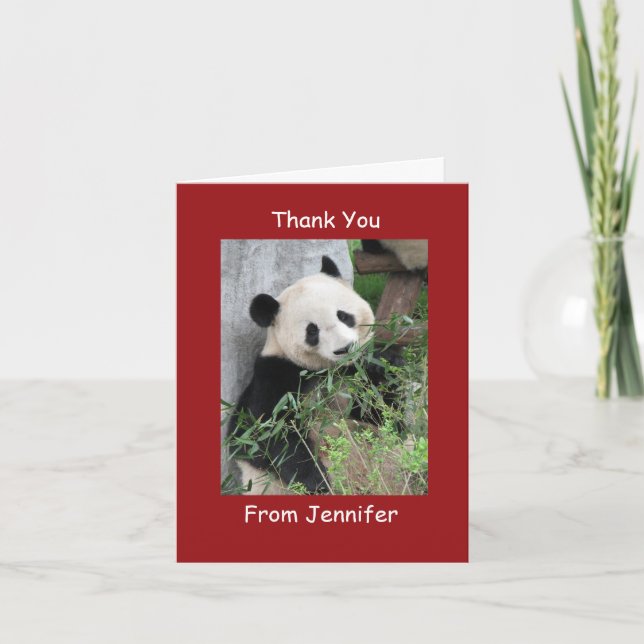 Merci Carte Note, Panda Géant, Personnalisé Rouge (Devant)