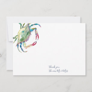 Merci Cartes Aquarelle Crabe Bleu