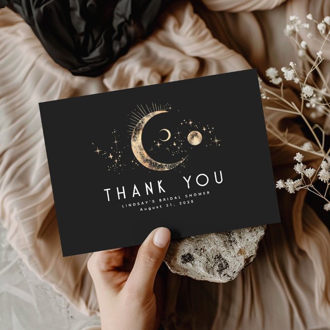 Merci céleste étoilé (Celestial Black Thank You Card)
