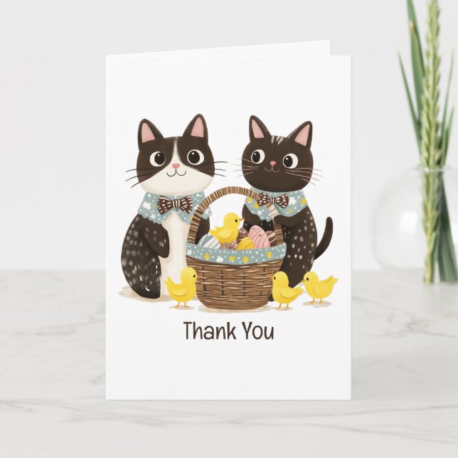 Merci Chats de Pâques Pâques Panier Bébé Poussins (Devant)