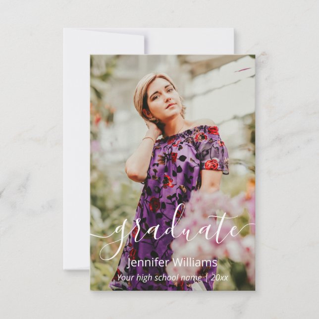 merci chic calligraphie photos carte de graduation (Devant)