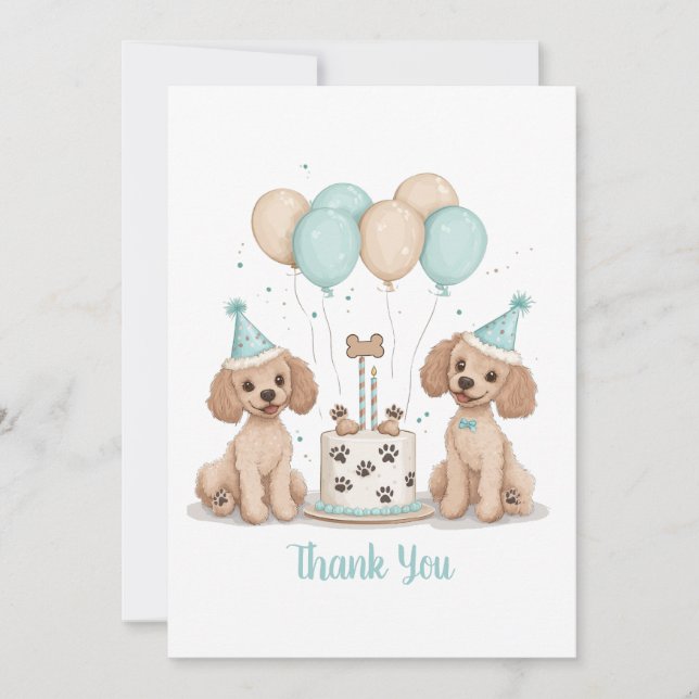 Merci Chiens de caniche normaux d'anniversaire (Devant)