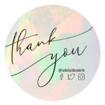 merci clair opal classique rond autocollant