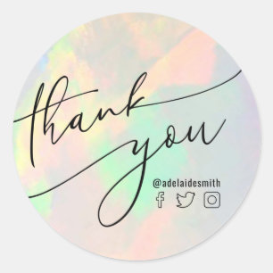 merci clair opal classique rond autocollant