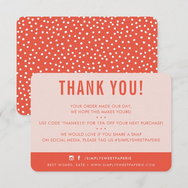 Merci CLIENT moderne rose pâle orange (Devant / Derrière)