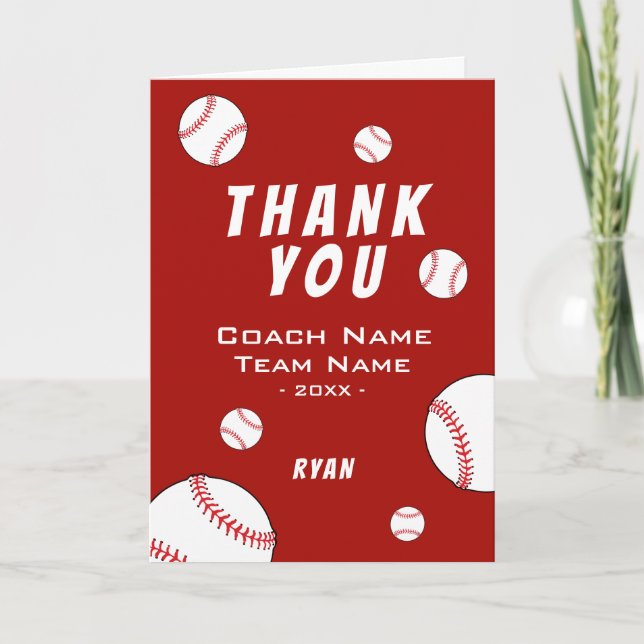 Merci Coach Carte de Baseball Rouge (Devant)