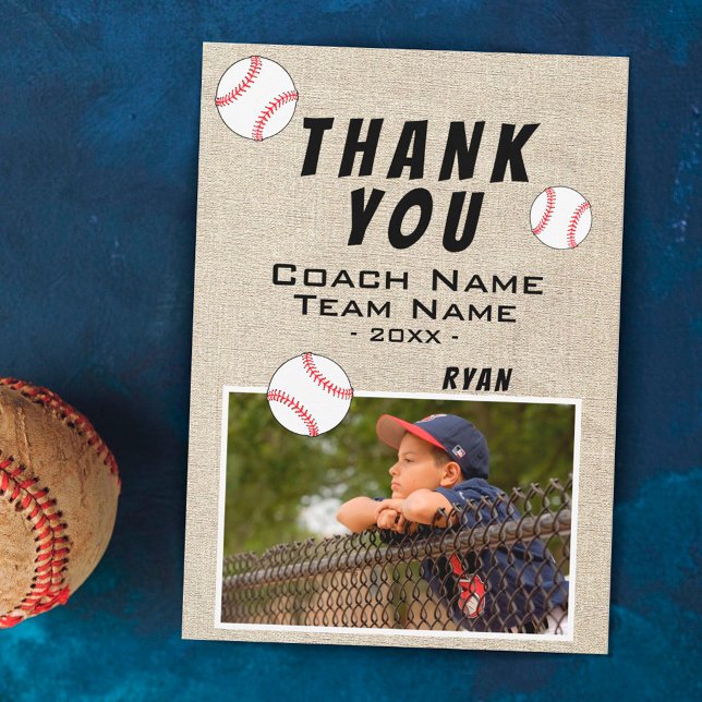 Merci Coach Carte de Photo de Baseball Rustique (Créateur téléchargé)
