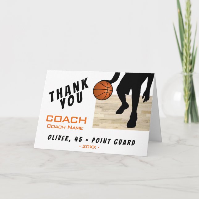 Merci Coach Carte de silhouette de joueur de baske (Devant)