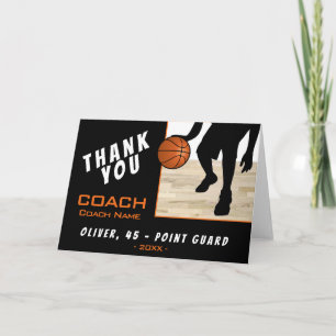 Merci Coach Carte de silhouette de joueur de baske