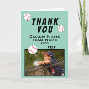Merci Coach Carte Photo Balle de Baseball