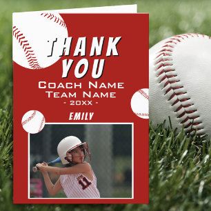 Merci Coach Red Softball Carte photo