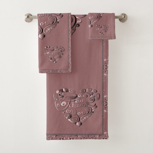"Merci" Cœur sur Rose Poussiéreuse (En situation)