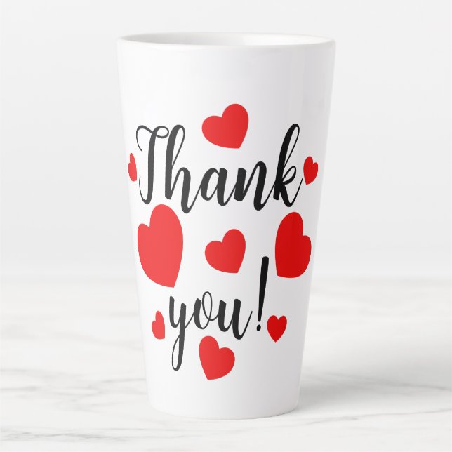 Merci Coeurs rouges Latte Mug (Devant)