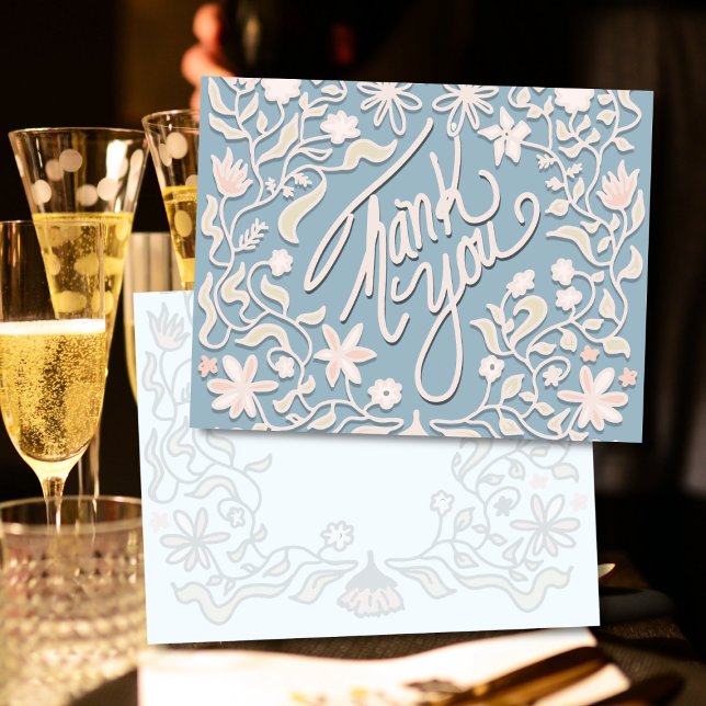 Merci Colonial cartes plates en floral bleu (Créateur téléchargé)
