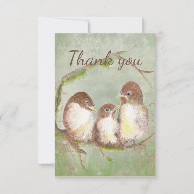Merci Cute Little Bird Family Animal Art (Devant)