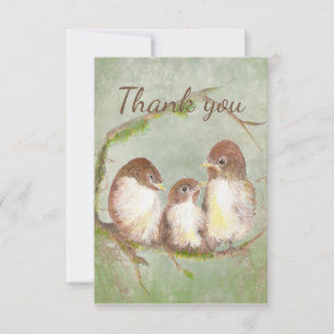 Merci Cute Little Bird Family Animal Art