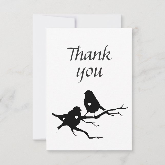 Merci Cute Petit Oiseau Silhouette en Branche (Devant)