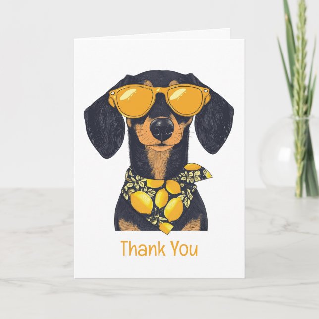 Merci Dachshund Chien Lunettes de soleil Citron (Devant)