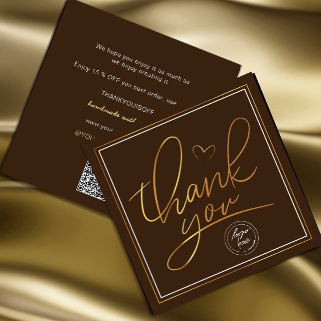 Merci d'affaires Élégant Brown et or (Professional Business Thank You Elegant Brown Gold Card. Send and extra special THANK YOU message)