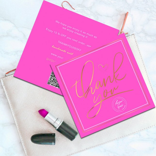 Merci d'affaires élégant rose et or (Professional Business Thank You Elegant Pink Gold Card. Send and extra special THANK YOU message)