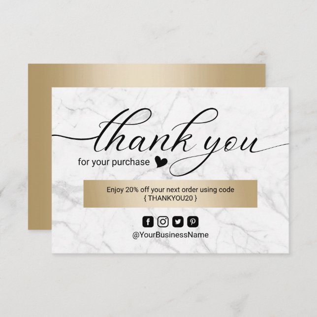 Merci d'affaires Marbre moderne Élégant Script (Devant / Derrière)