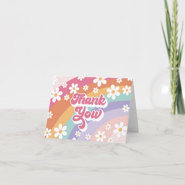 Merci d'anniversaire Retro Rainbow (Devant)