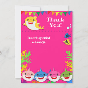 Merci d'anniversaire rose requins