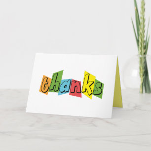 Merci dans les lettres bloquées couleur vive carte