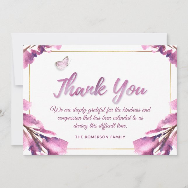 Merci D'Aquarelle Rose Floral Sur Carte Mémoire (Devant)