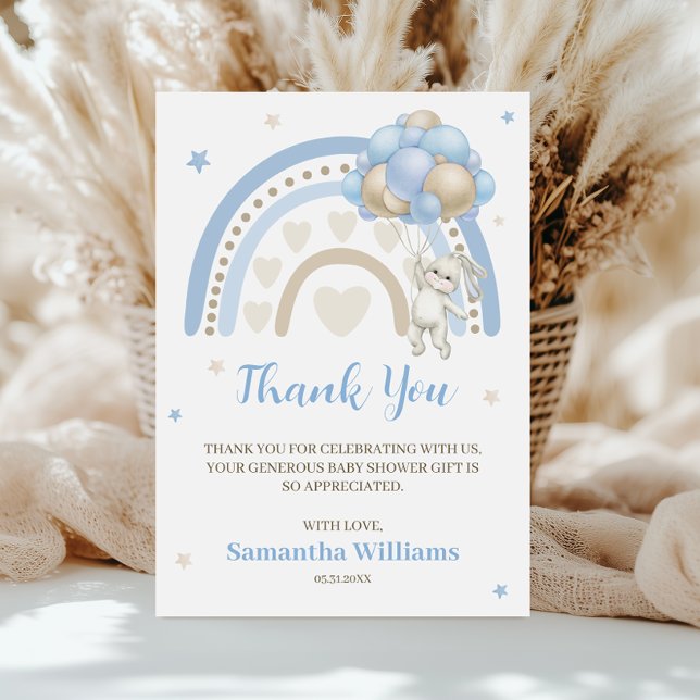 Merci de Baby shower à balles de lapin arc-en-ciel (Créateur téléchargé)