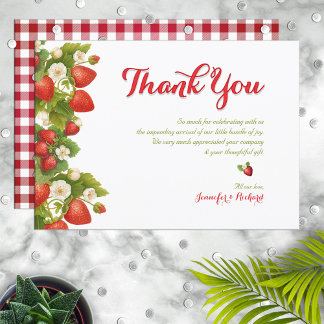 Merci de Baby shower Berry Sweet Strawberry