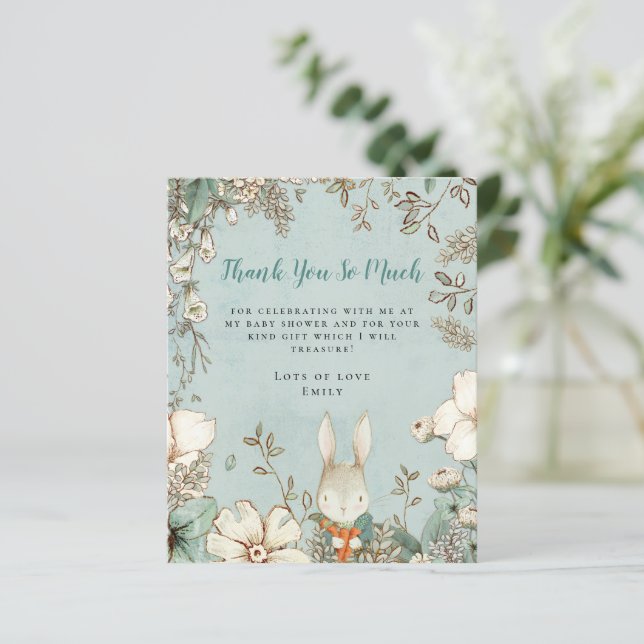 Merci de Baby shower bleu Bunny Budget (Debout devant)