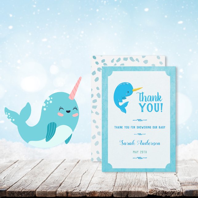 Merci de Baby shower bleu Narwhal (Créateur téléchargé)