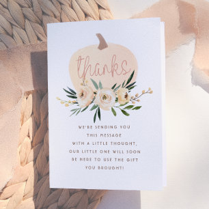 Merci de Baby shower Citrouille Floral moderne