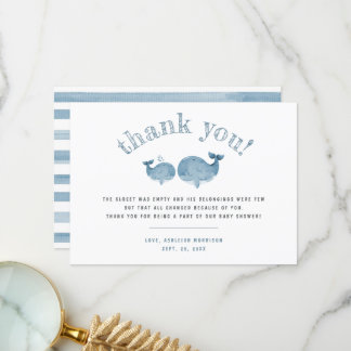 Merci de Baby shower de baleine à eau bleu