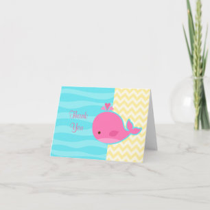 Merci de Baby shower de baleine rose mignonne