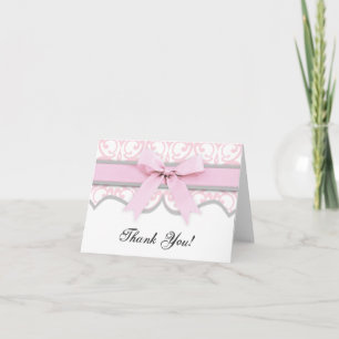 Merci de Baby shower de de ruban rose Damask Hear