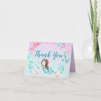 Merci de Baby shower de fille de sirène Turquoise 