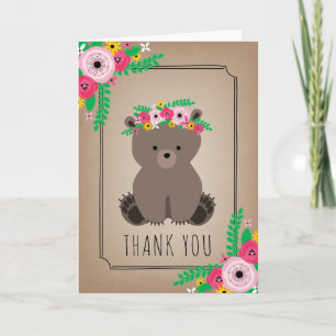 Merci de Baby shower de l'ours Boho Brown