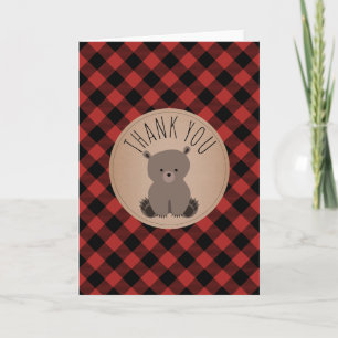 Merci de Baby shower de l'ourse de Buffalo Plaid