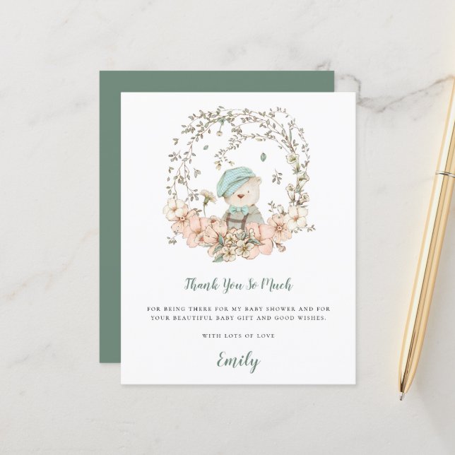 Merci de Baby shower de taille d'ours mûr du budge (Devant/Arrière en situation)