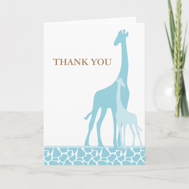 Merci de Baby shower des Giraffes bleues (Devant)